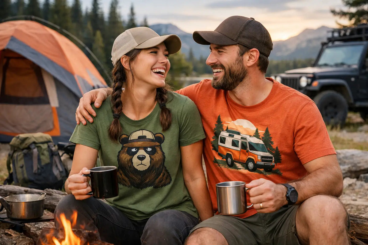 Funny Outdoor Shirts for Couples Who Camp Hard
