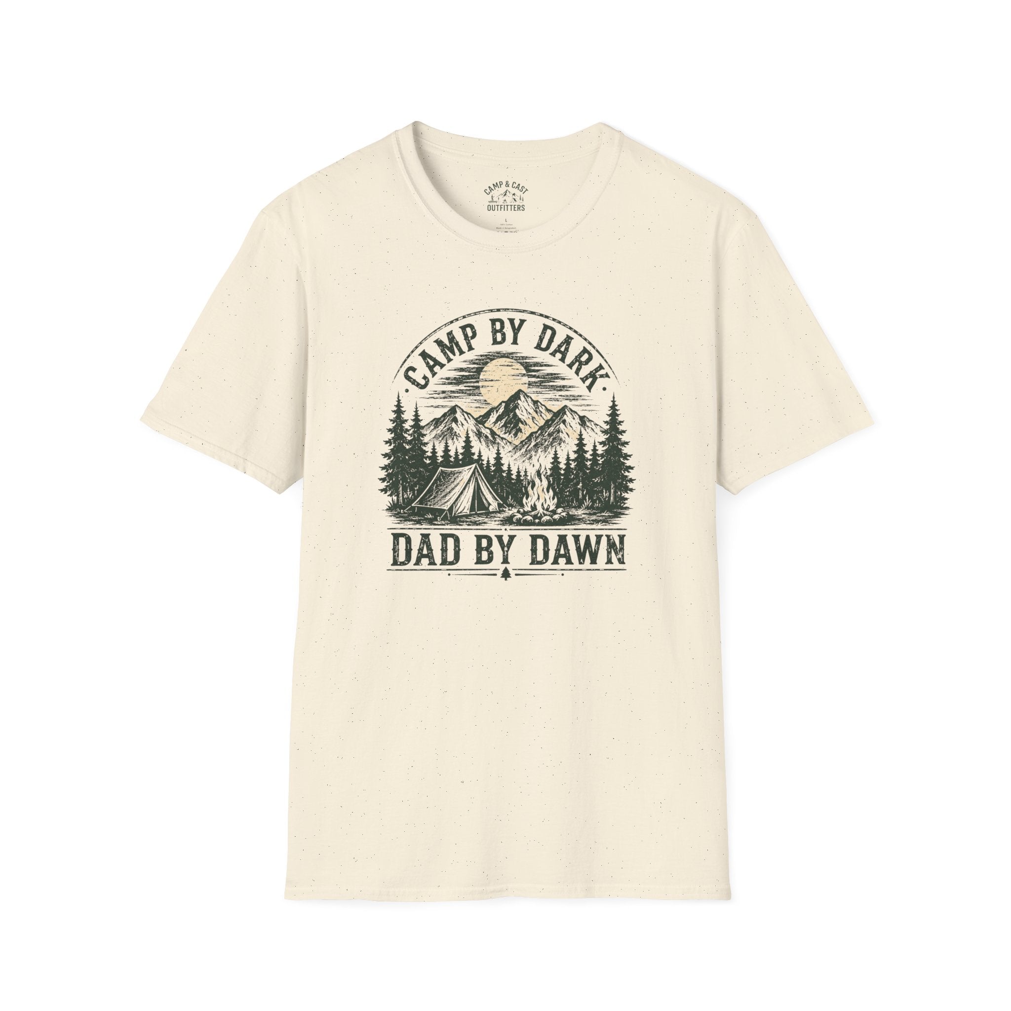 Camp By Dark Dad By Dawn Fishing T-Shirt