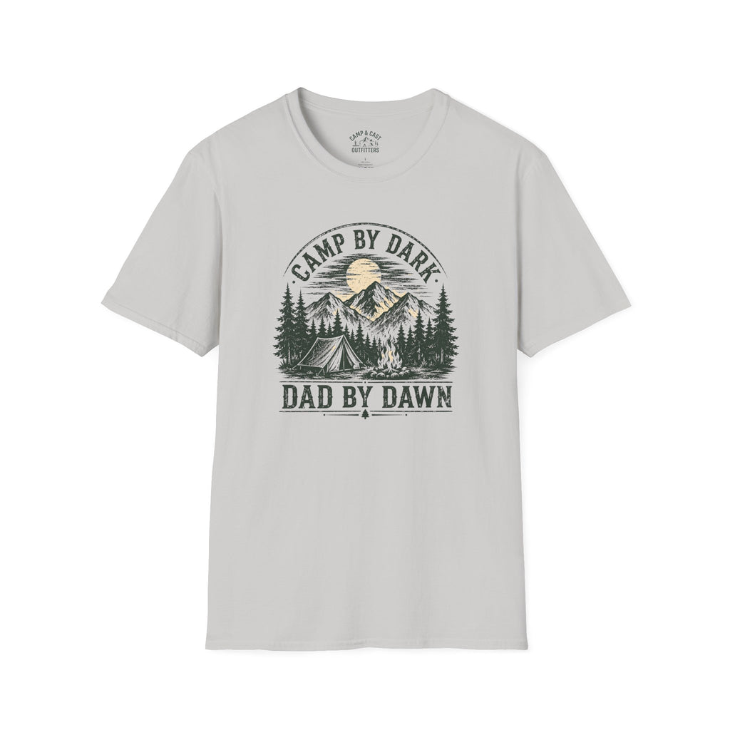Camp By Dark Dad By Dawn Fishing T-Shirt