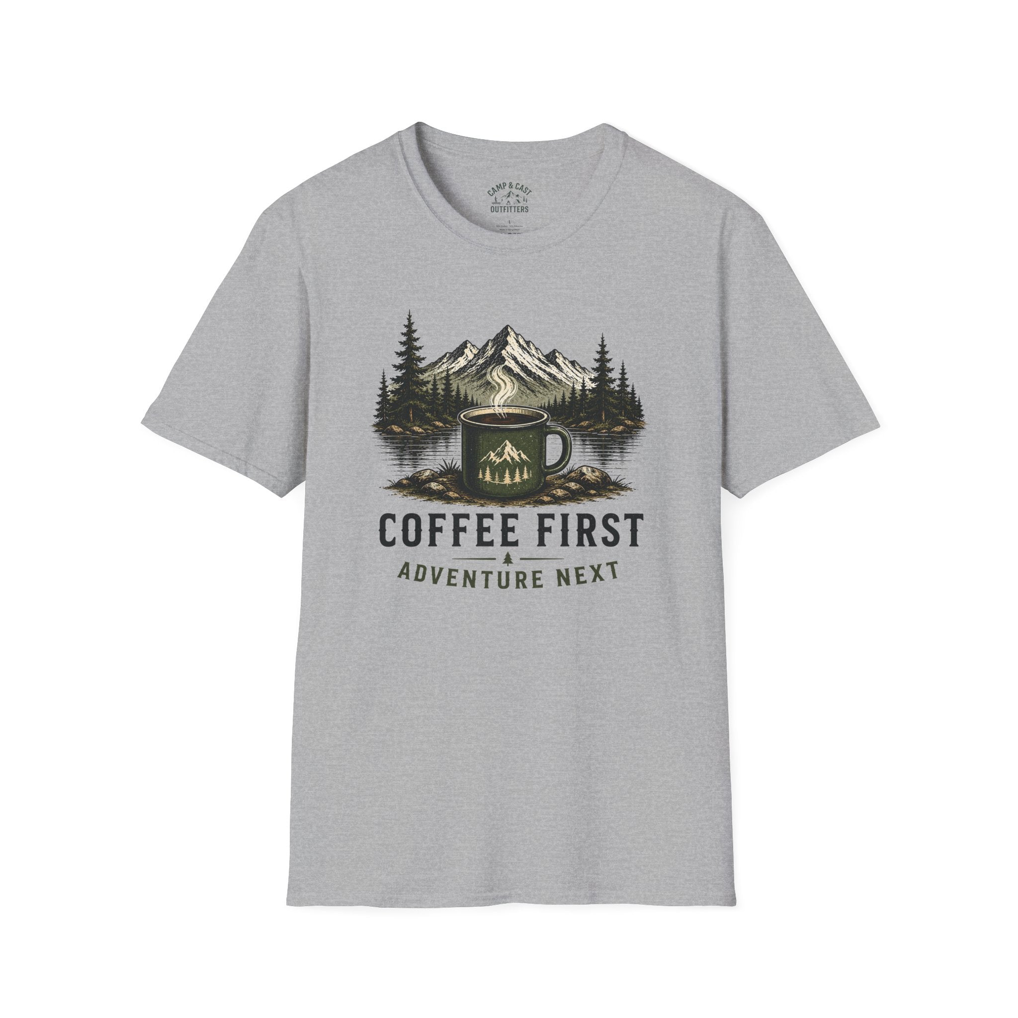 Coffee First Adventure Next T-Shirt