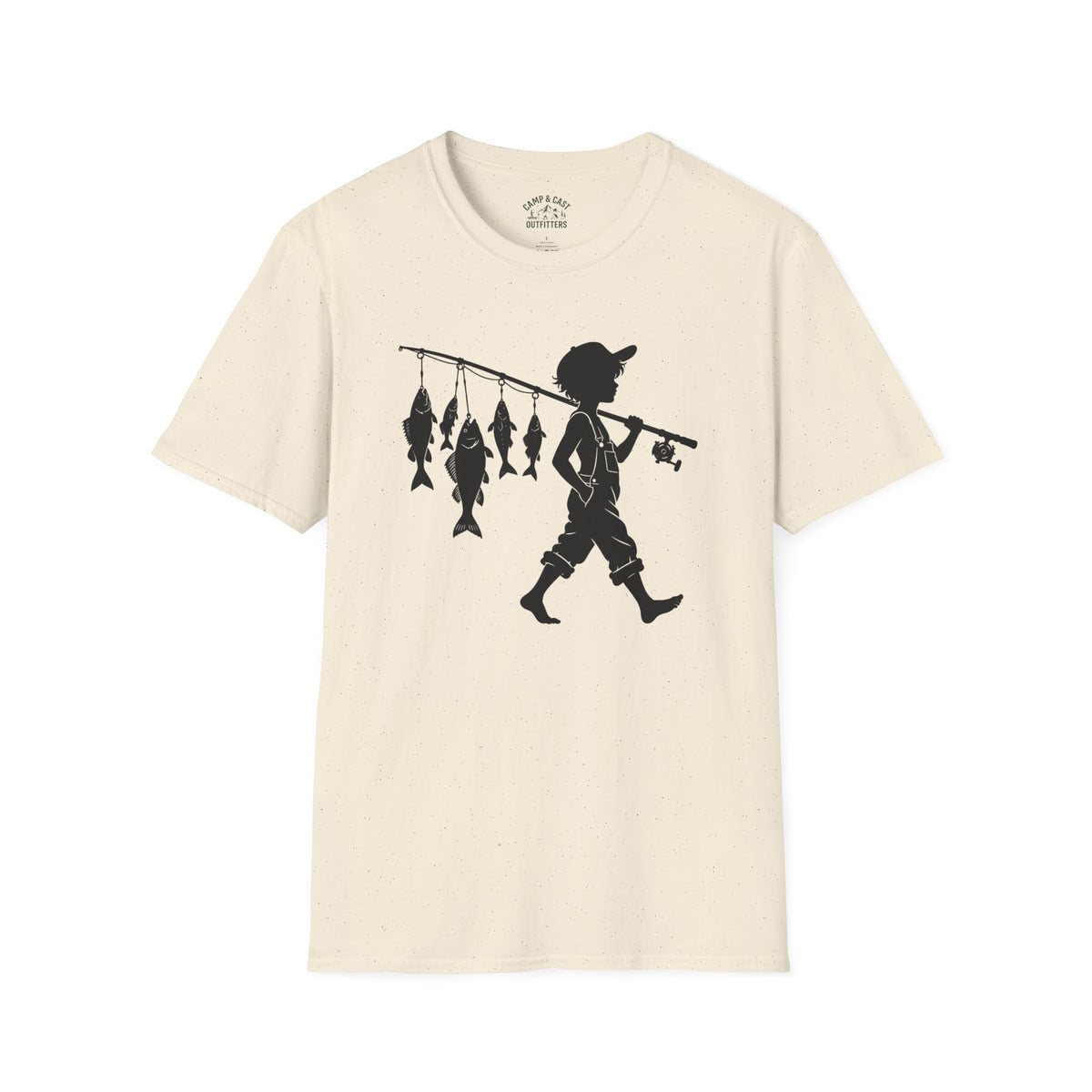 Boy With Fishing Pole Silhouette T-Shirt