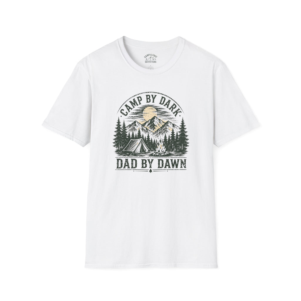 Camp By Dark Dad By Dawn Fishing T-Shirt
