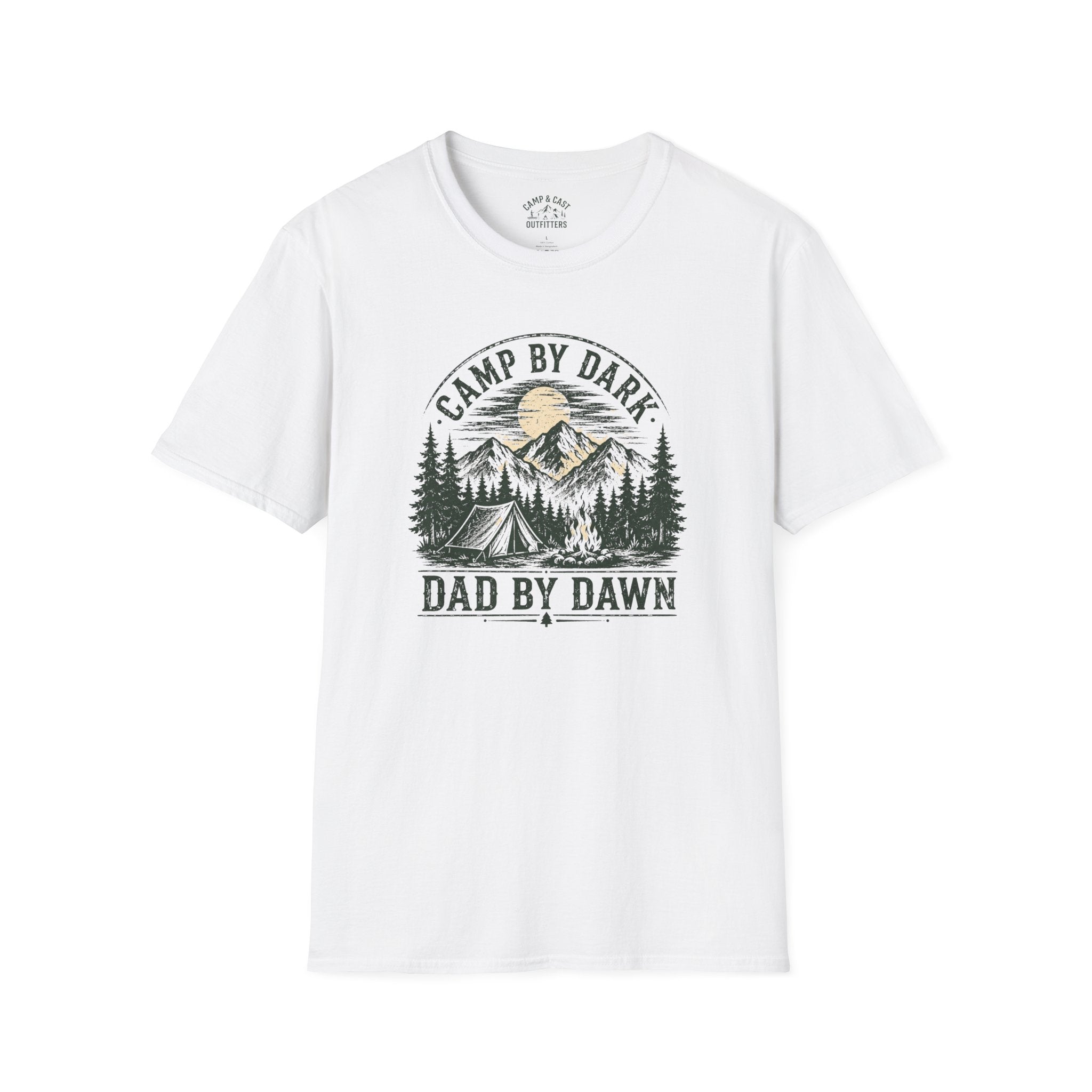 Camp By Dark Dad By Dawn Fishing T-Shirt