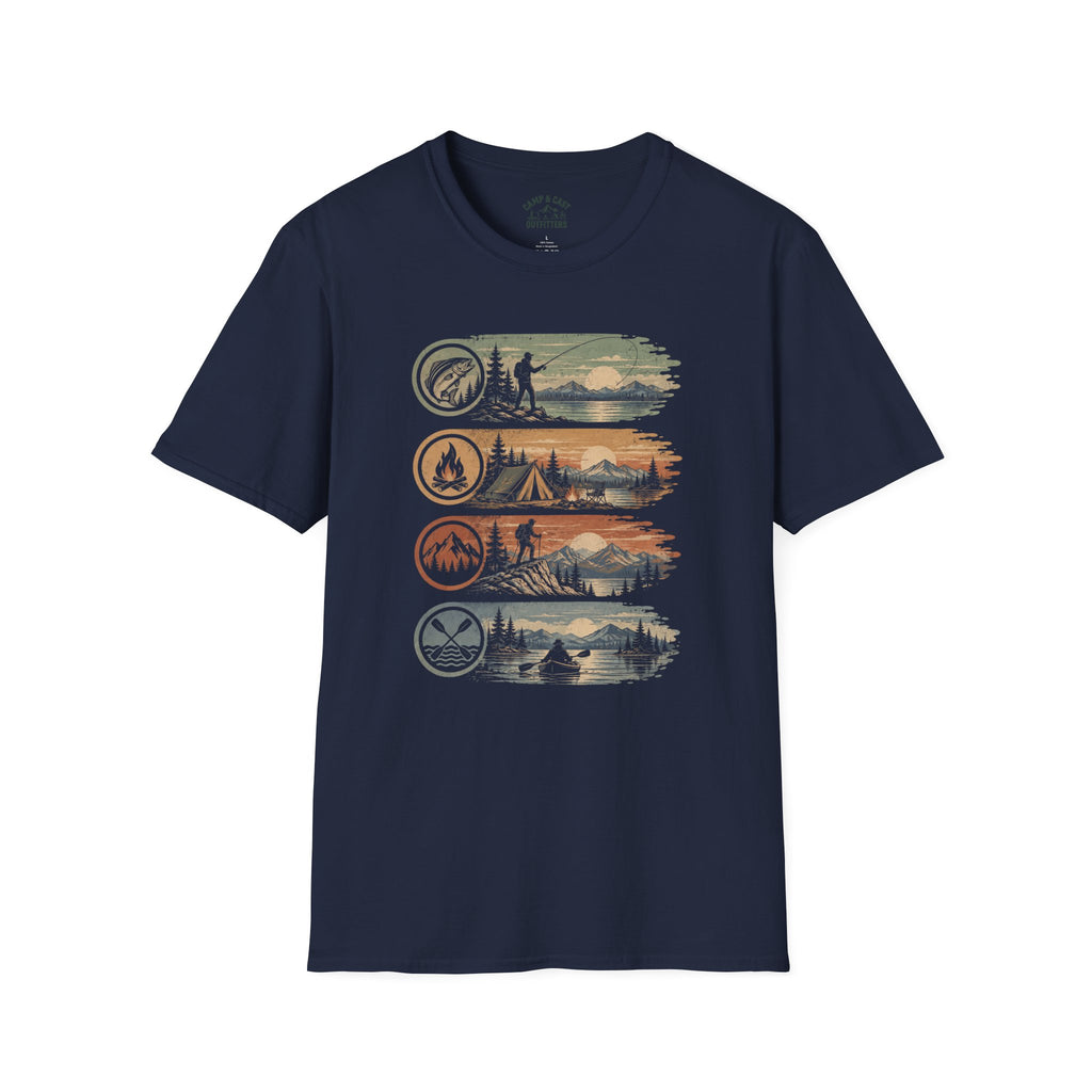Fish Camp Hike Paddle Badges T-Shirt