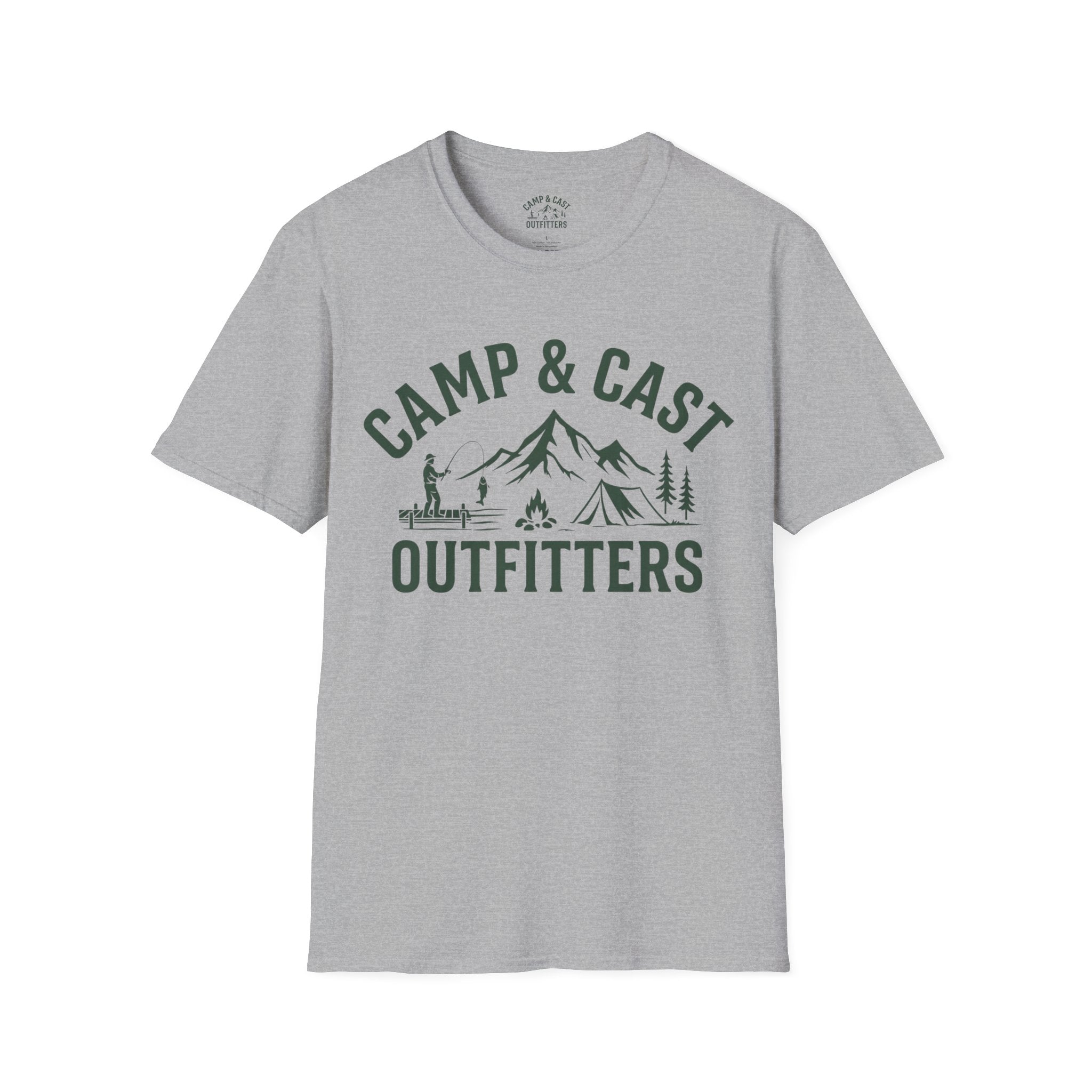 Camping & Fishing T-Shirt | Camp & Cast Outfitters | Outdoor Adventure Tee