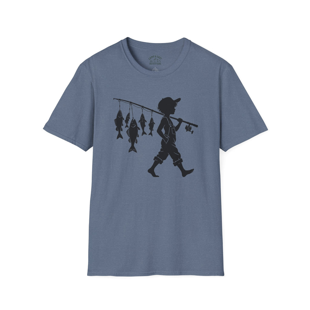 Boy With Fishing Pole Silhouette T-Shirt