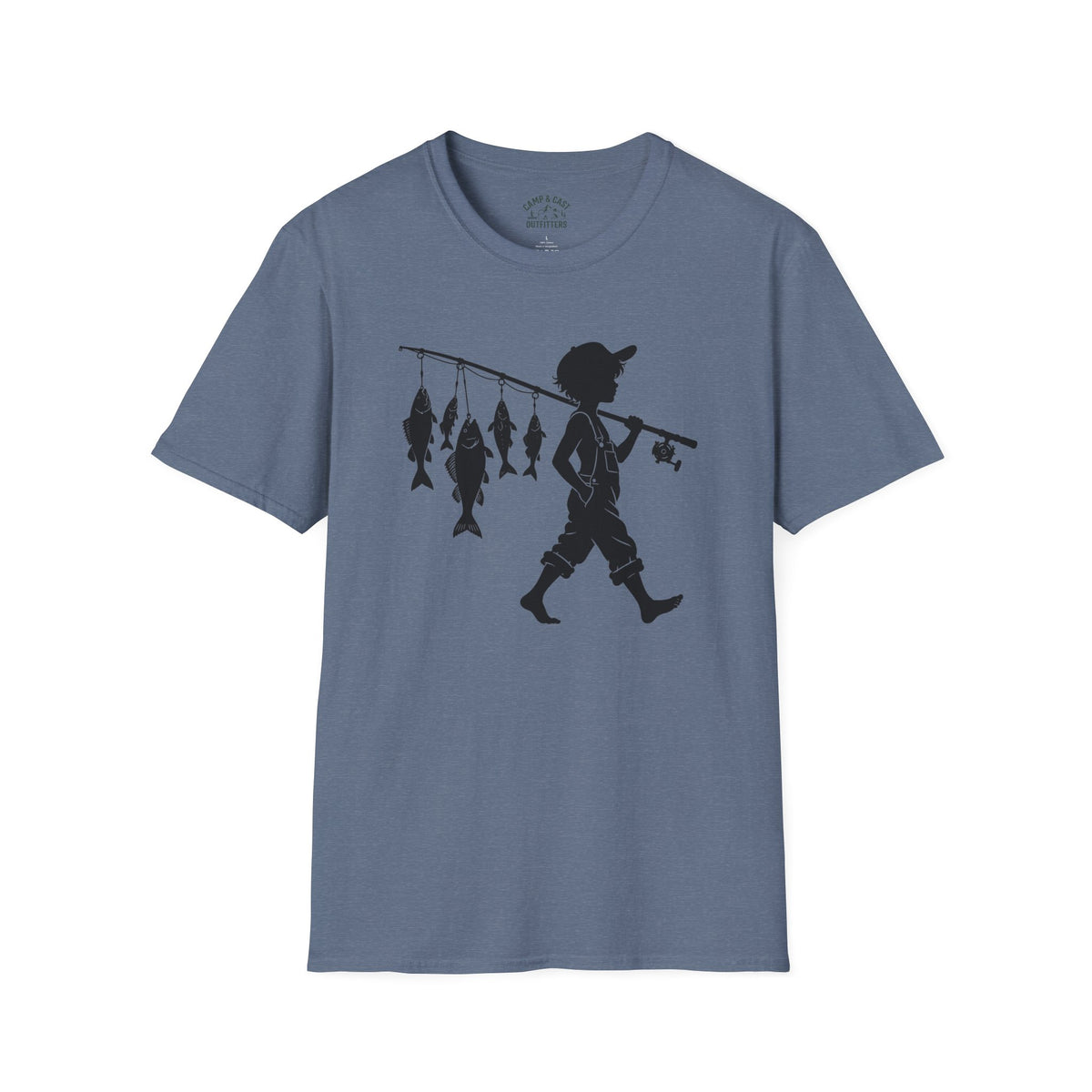 Boy With Fishing Pole Silhouette T-Shirt