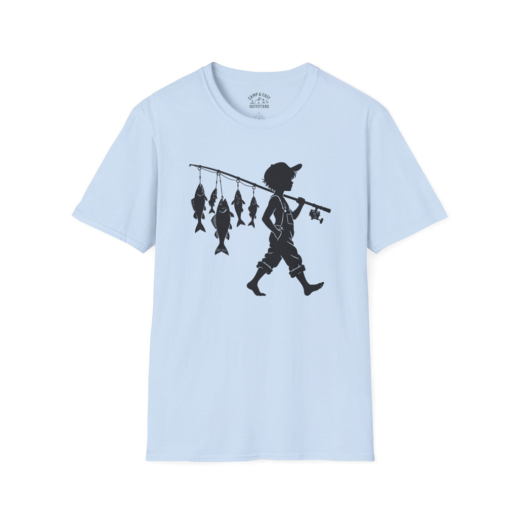 Boy With Fishing Pole Silhouette T-Shirt
