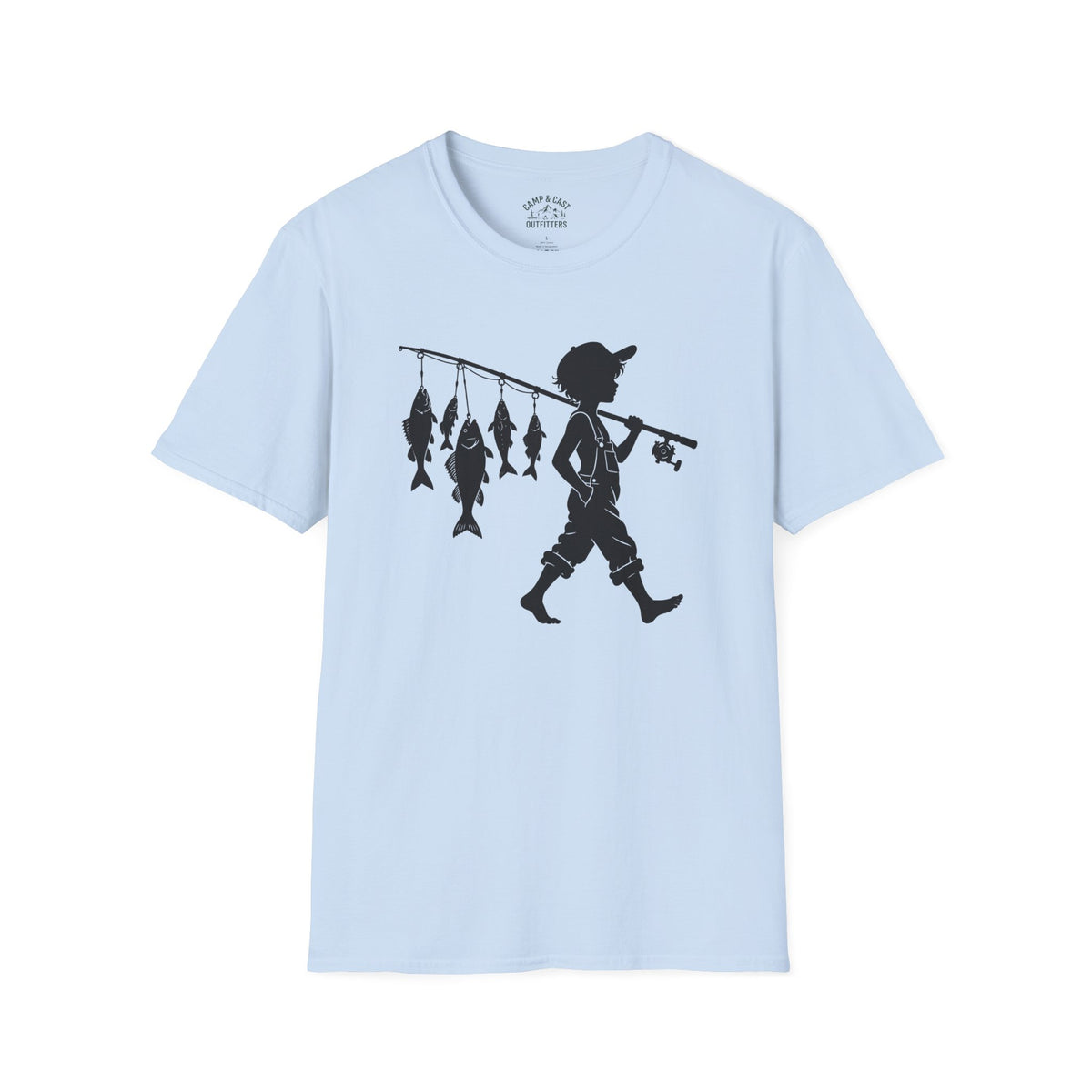 Boy With Fishing Pole Silhouette T-Shirt
