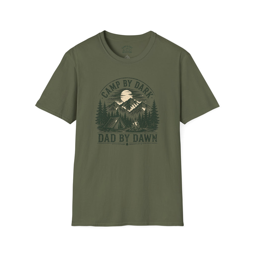 Camp By Dark Dad By Dawn Fishing T-Shirt