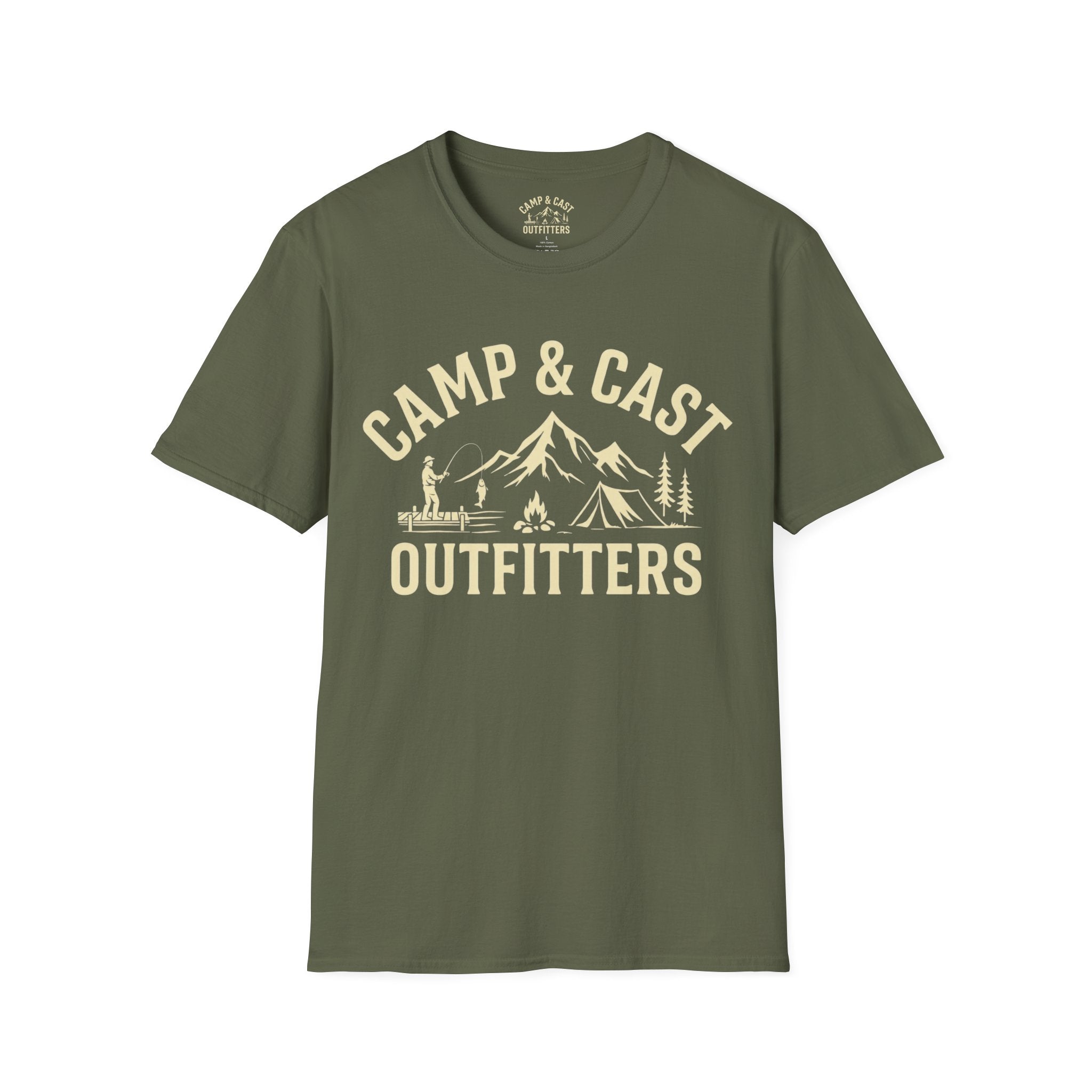Camping & Fishing T-Shirt | Camp & Cast Outfitters | Outdoor Adventure Tee