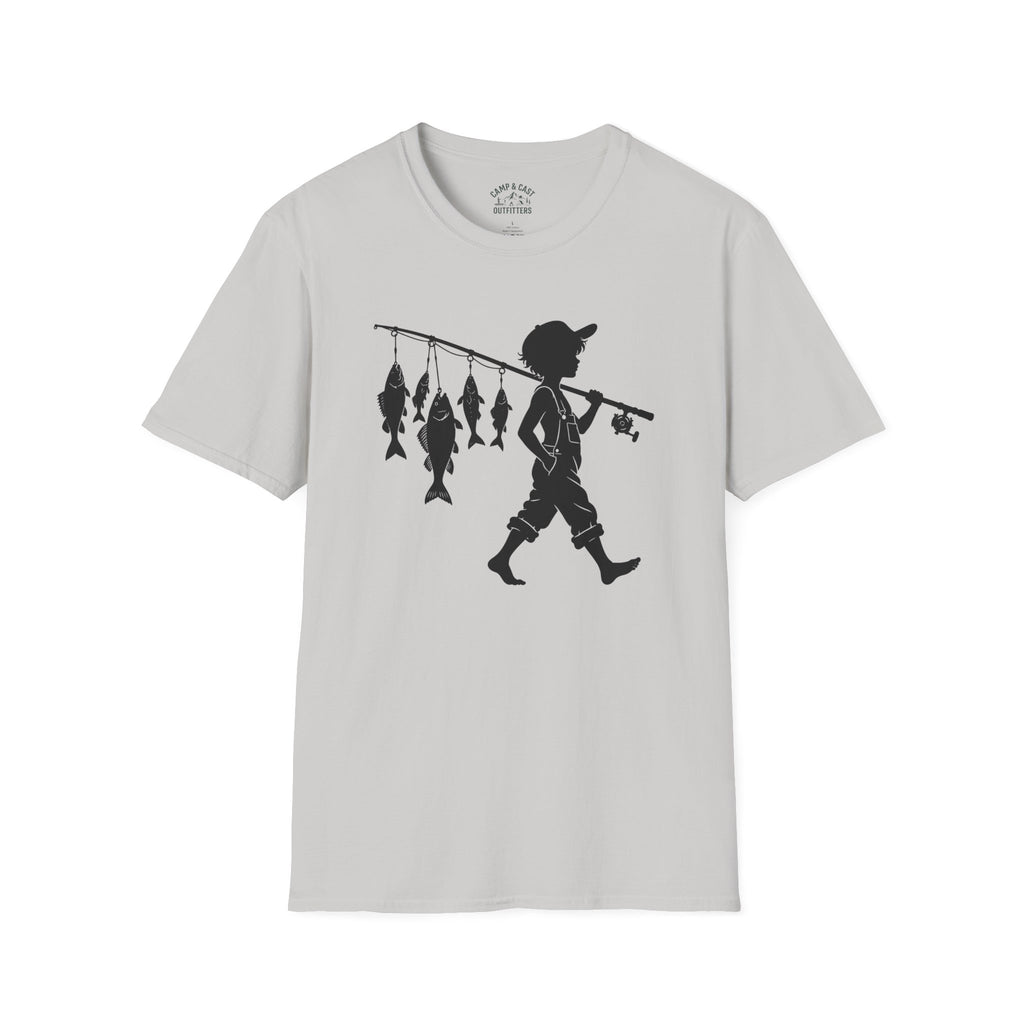 Boy With Fishing Pole Silhouette T-Shirt