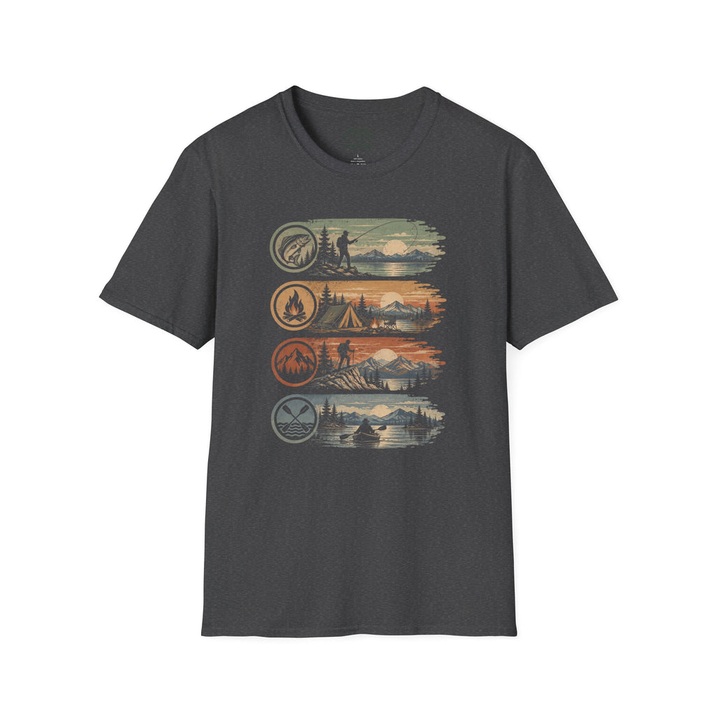 Fish Camp Hike Paddle Badges T-Shirt