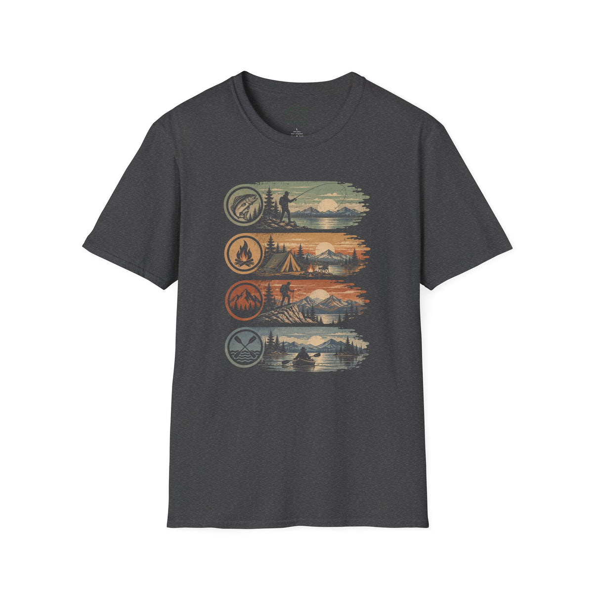 Fish Camp Hike Paddle Badges T-Shirt