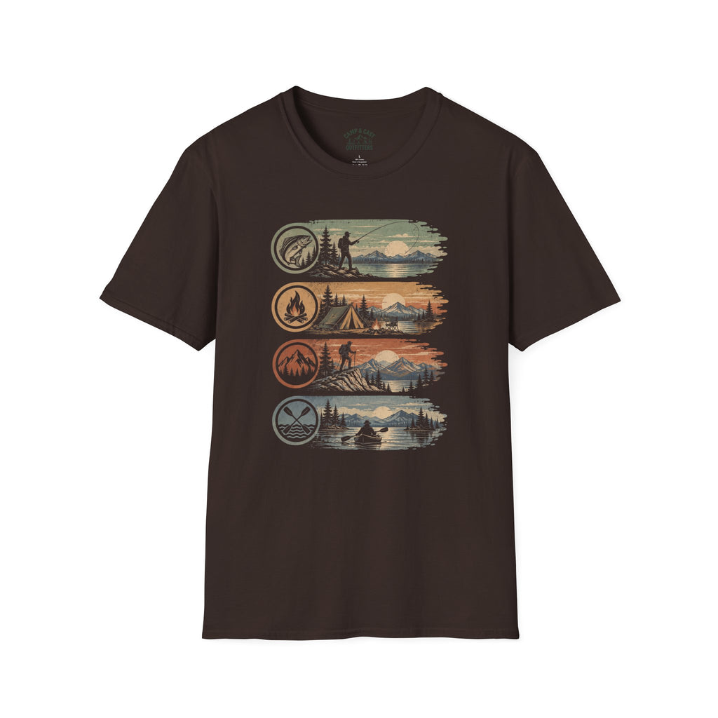 Fish Camp Hike Paddle Badges T-Shirt