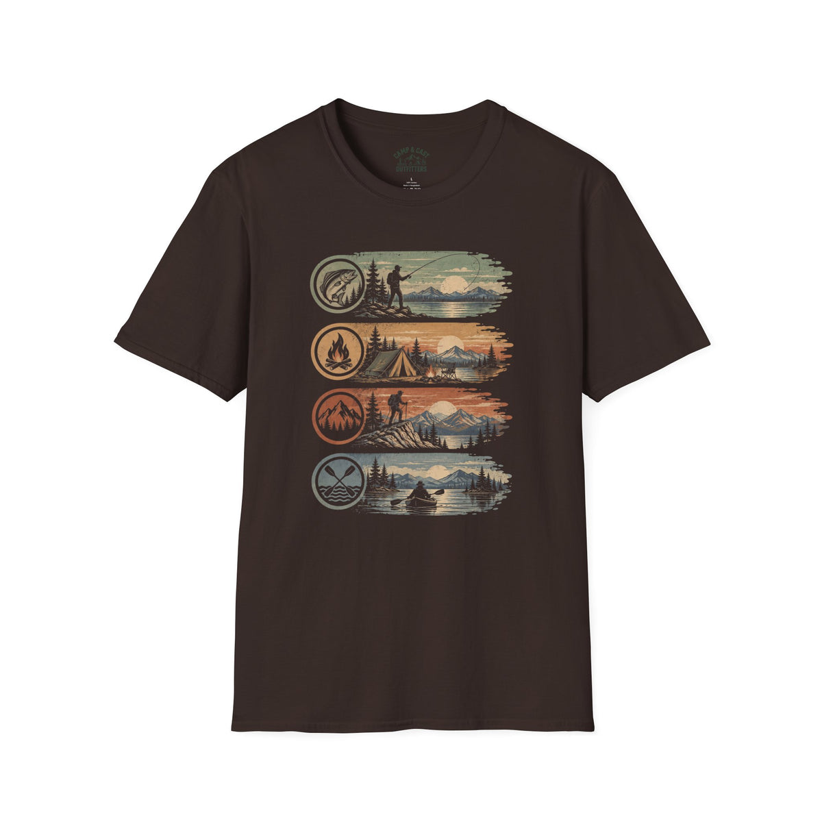 Fish Camp Hike Paddle Badges T-Shirt
