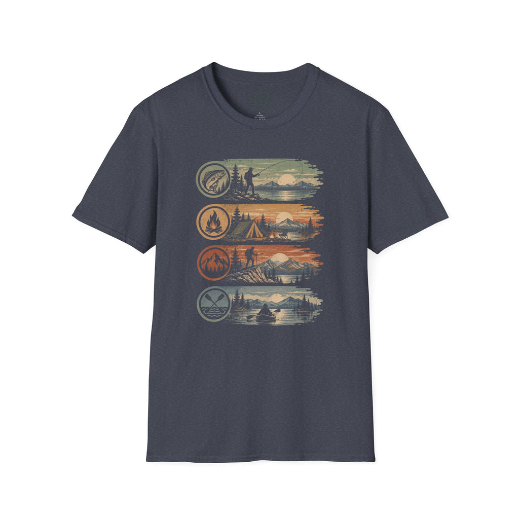 Fish Camp Hike Paddle Badges T-Shirt