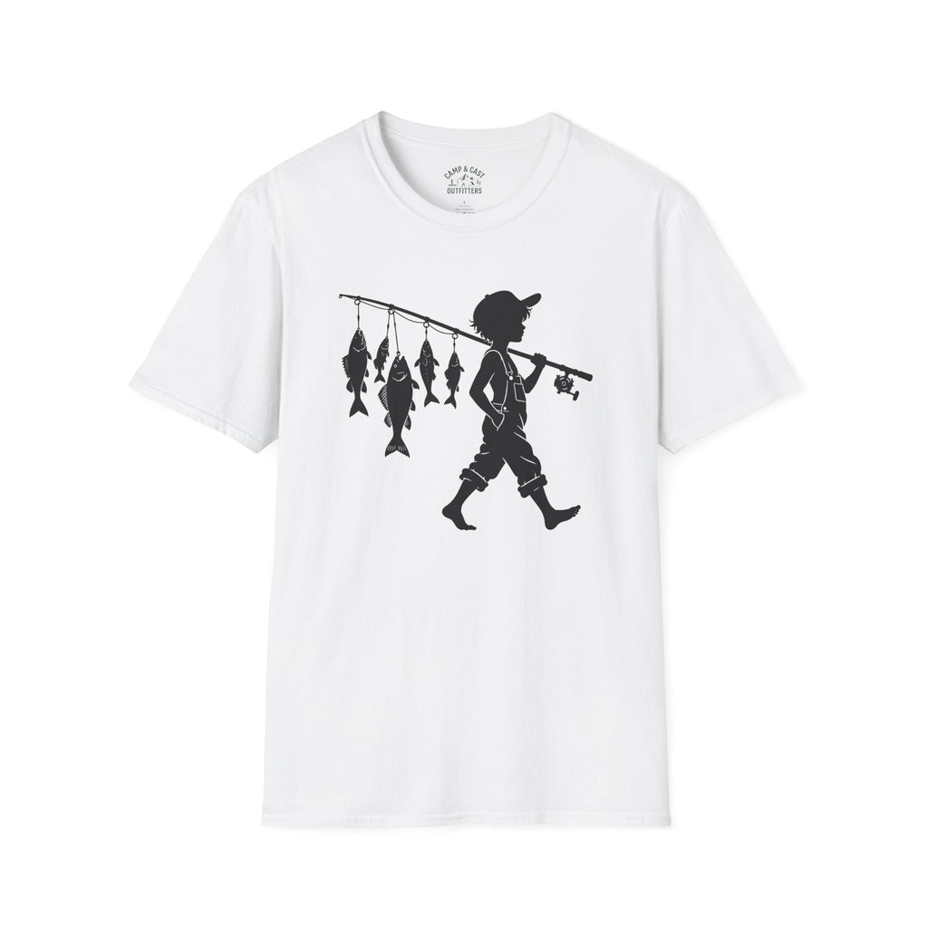 Boy With Fishing Pole Silhouette T-Shirt