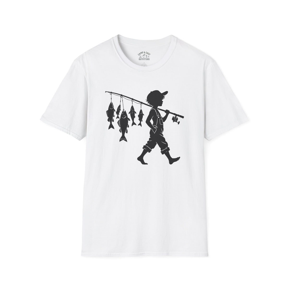 Boy With Fishing Pole Silhouette T-Shirt