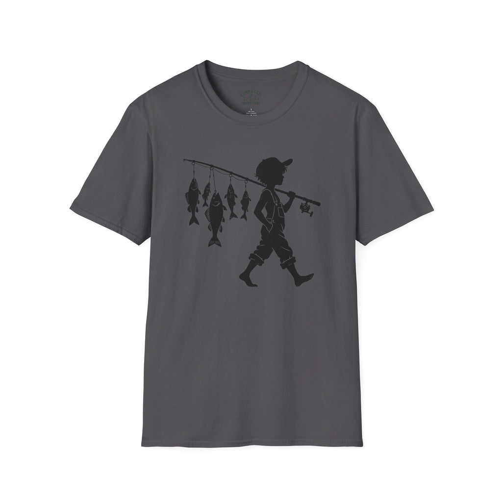 Boy With Fishing Pole Silhouette T-Shirt