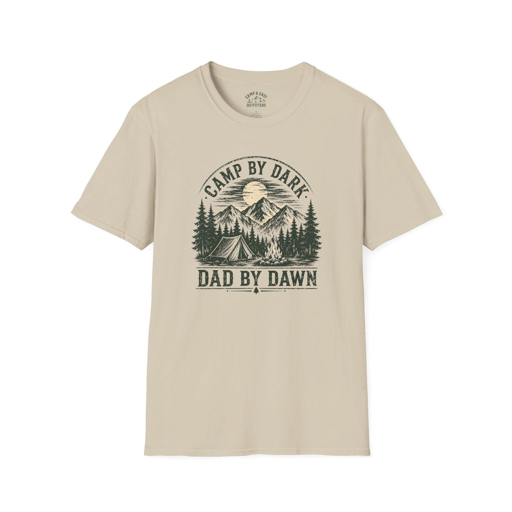 Camp By Dark Dad By Dawn Fishing T-Shirt