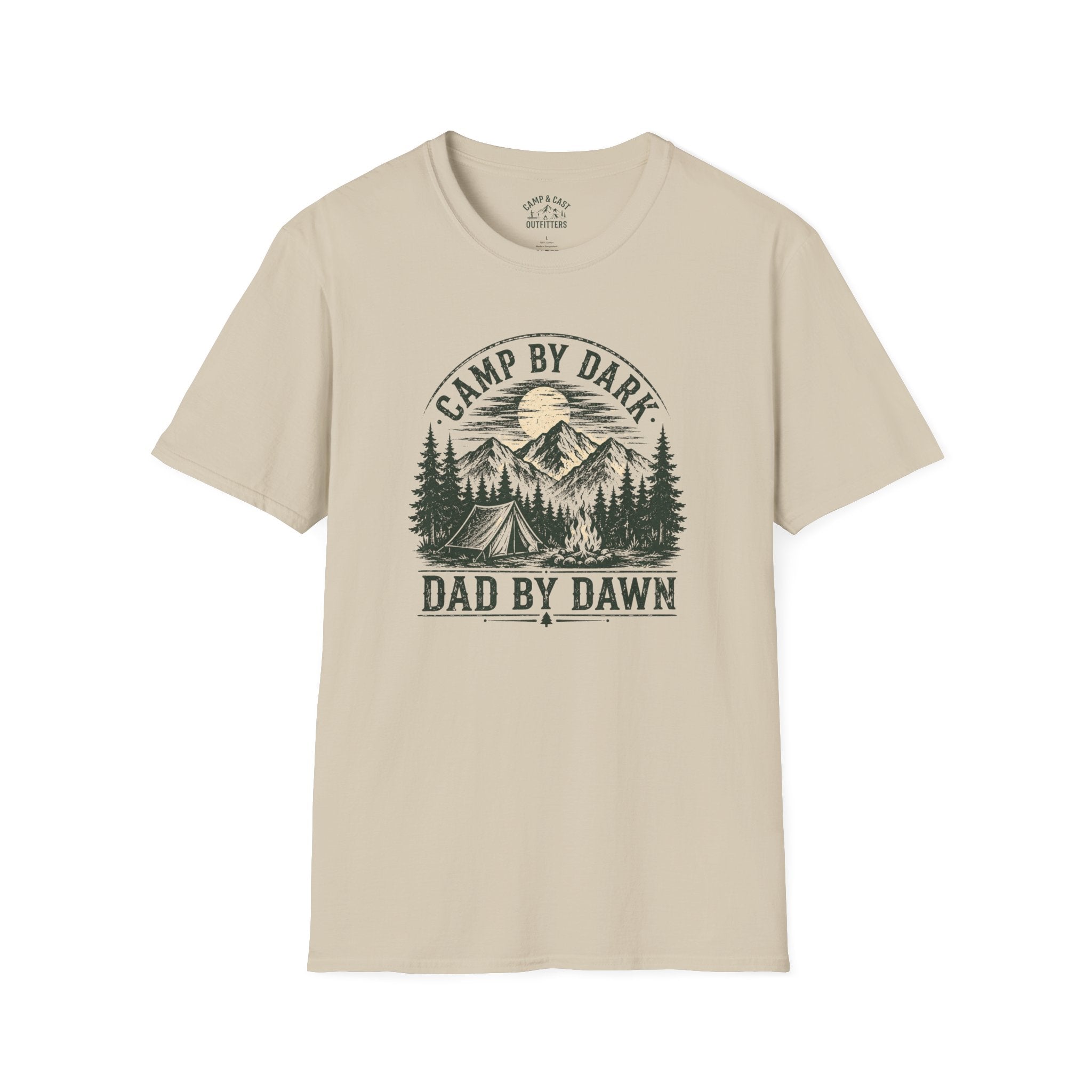 Camp By Dark Dad By Dawn Fishing T-Shirt