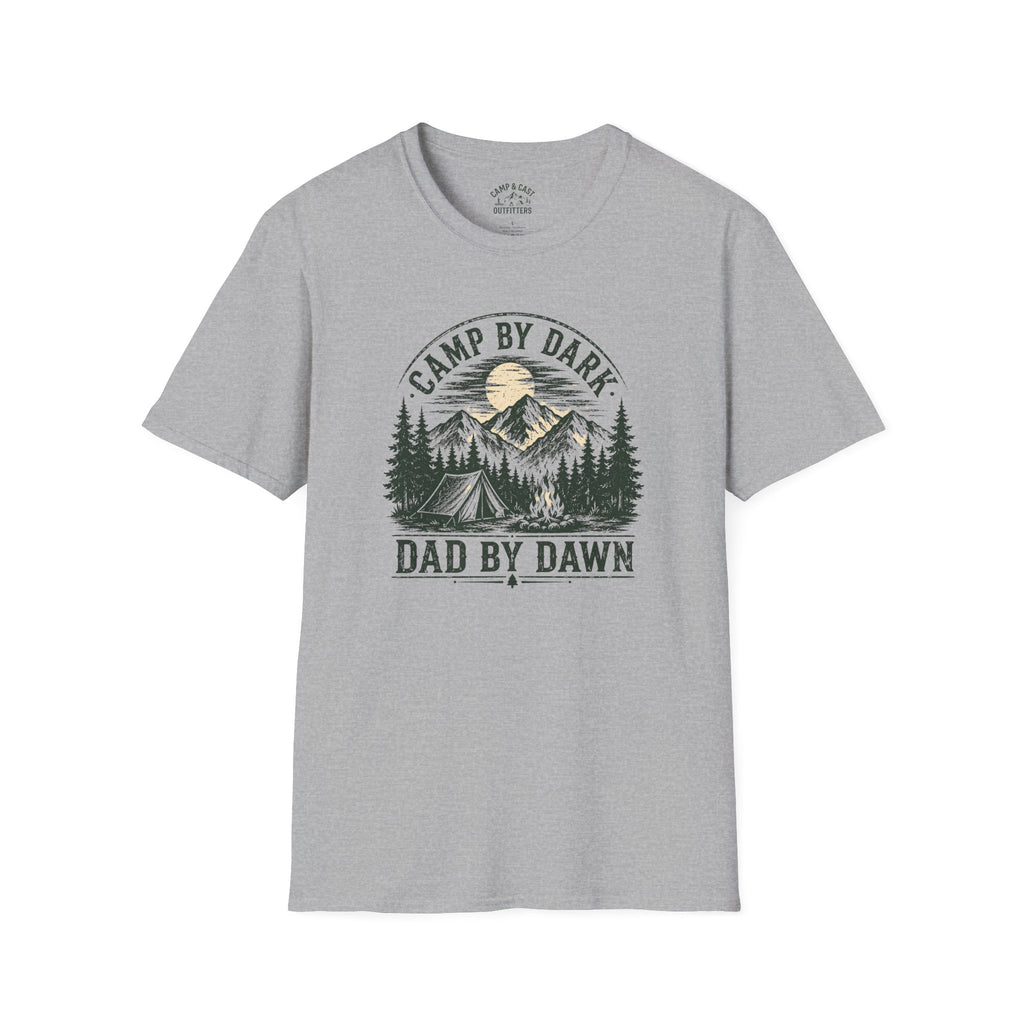Camp By Dark Dad By Dawn Fishing T-Shirt