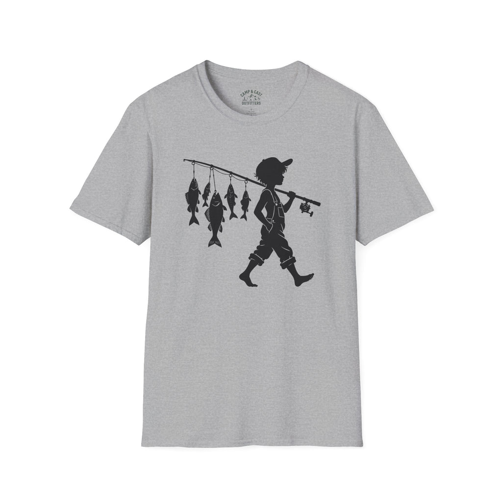 Boy With Fishing Pole Silhouette T-Shirt