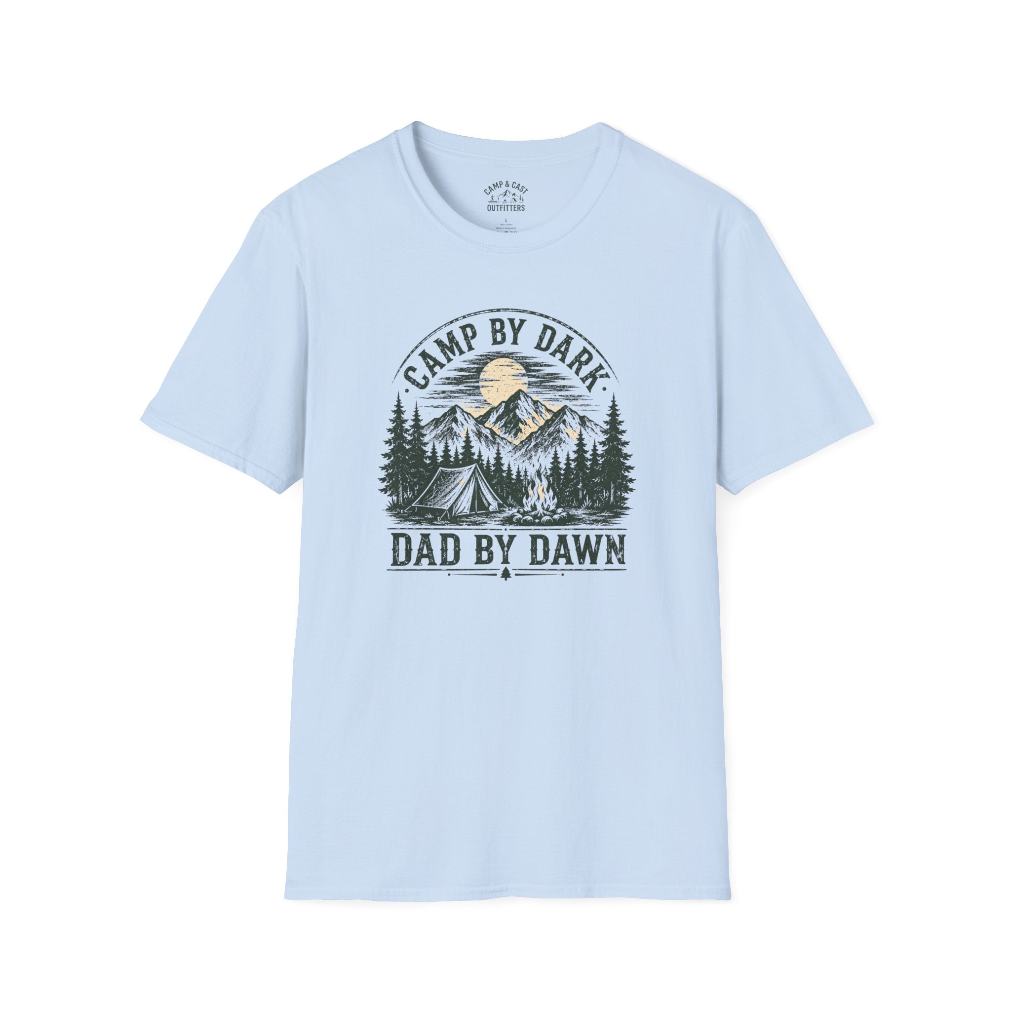 Camp By Dark Dad By Dawn Fishing T-Shirt