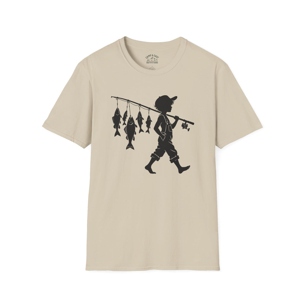 Boy With Fishing Pole Silhouette T-Shirt