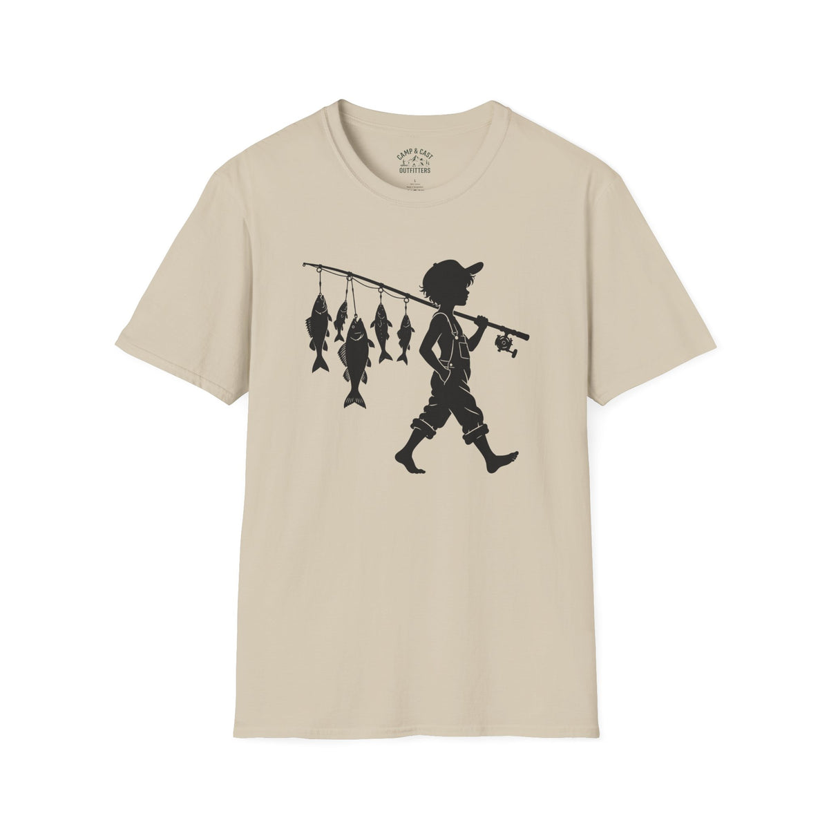Boy With Fishing Pole Silhouette T-Shirt