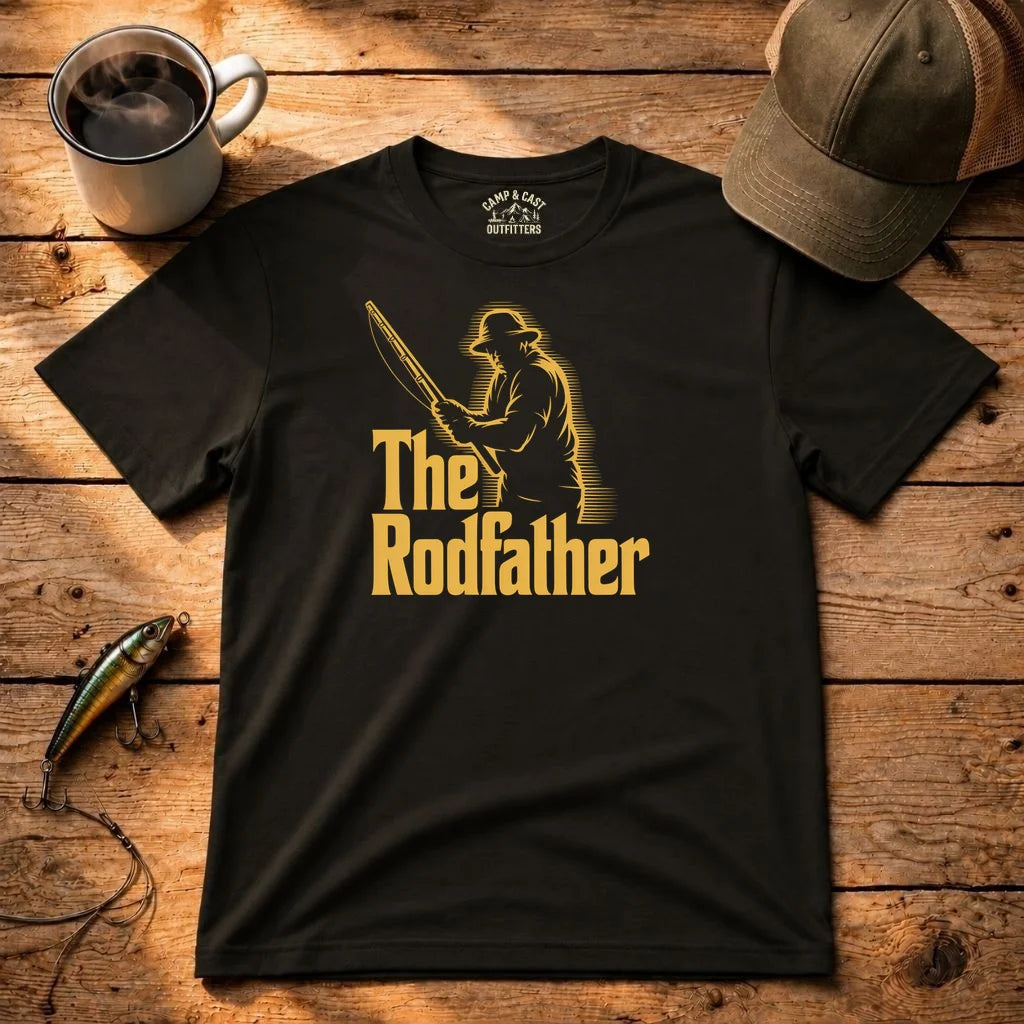 The Rodfather Gold Edition Fishing Dad T-Shirt